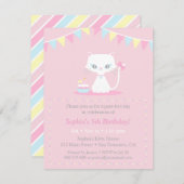 Cute White Kitty Chat Invitations de fête d'annive (Devant / Derrière)
