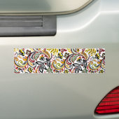 Cute white klassiek kleurig bloemontwerp bumpersticker (Op auto)