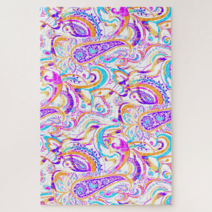 Cute white kleurful paisley design legpuzzel