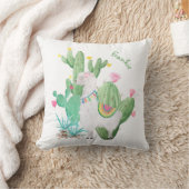 Cute White Llama and Cactus Scene - Gepersonalisee Kussen (Deken)