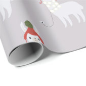 Cute White Llama-kerstlama Cadeaupapier (Rol Hoek)