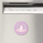 Cute White Magical Unicorn Fleurs Filles Magnets (In Situ (Lave-vaisselle))