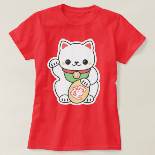 Cute White Maneki Neko T-shirt