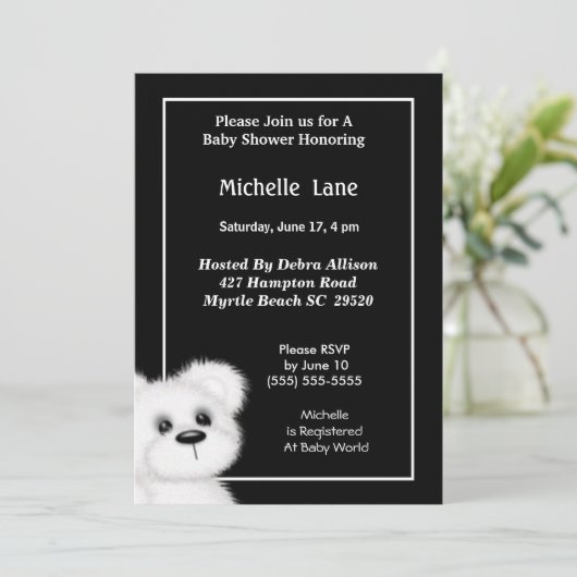 Cute White Ours Douche Invitation (Debout devant)