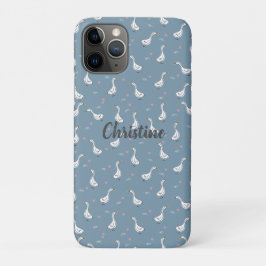 Cute White Pekin Duck Pattern iPhone 11 Pro Hoesje