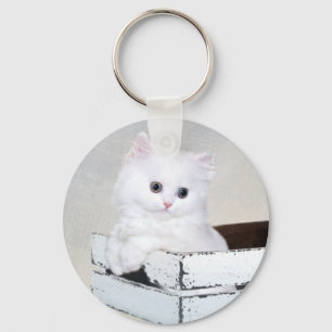 Cute White Persian Kitten Sleutelhanger