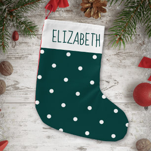 Cute White Polka Dot Festive Holiday Voeg Jouw naa Kleine Kerstsok