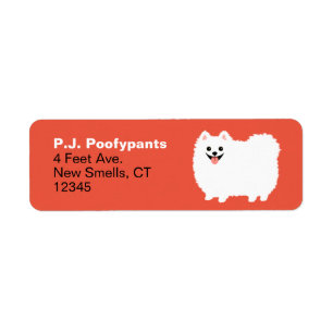Cute White Pomeranian Cartoon Dog Return Address Etiket