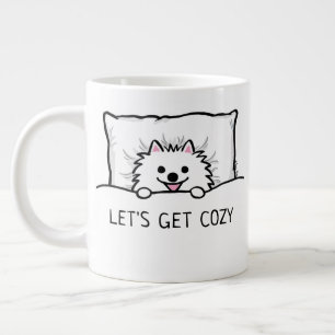 Cute White Pomeranian Laten we Cozy pakken Extra Grote Beker