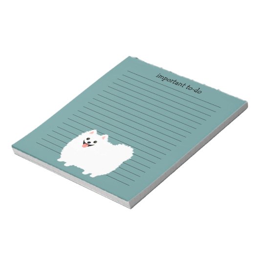 Cute White Pommeren met aangepaste tekst Notitieblok (Gedraaid)