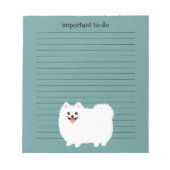 Cute White Pommeren met aangepaste tekst Notitieblok (Voorkant)