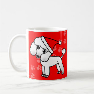 Cute White Poodle Cartoon Santa Hat Koffiemok