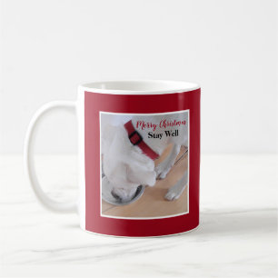 Cute White Puppy Dog Drink met waterkerst rood Koffiemok