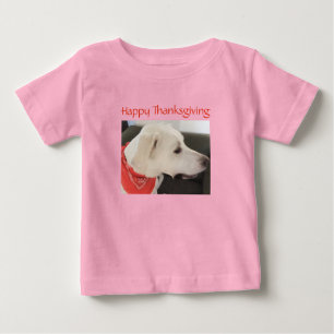Cute White Puppy Dog Pink Thanksgiving
