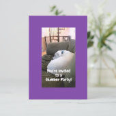 Cute White Puppy Dog Slumber Party Paars Kaart (Staand voorkant)
