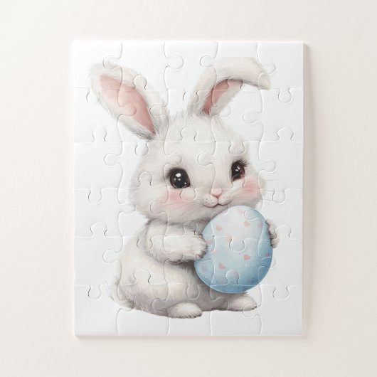 Cute White Rabbit Bunny Puzzles  Legpuzzel (Verticaal)