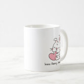 Cute White Rabbit, een Bunny houdt van je Koffiemok (Voorkant rechts)