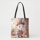 Cute White Rabbit Wonderland Whimsical Timekeeper Draagtas (Voorkant)
