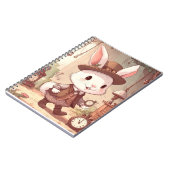 Cute White Rabbit Wonderland Whimsical Timekeeper Notitieboek (Linkerzijde)