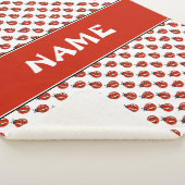 Cute White & Red Ladybugs - Aangepaste naam Kinder Sherpa Deken (3/4)