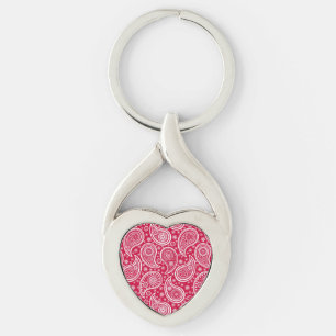 Cute white red paisley Patroon Hoesje-Mate iPhone Sleutelhanger
