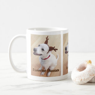 Cute White Reindeer Dog Hot Chocolate Kerstmis Koffiemok