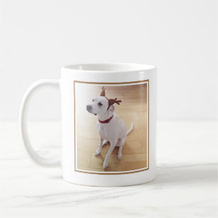 Cute White Reindeer Puppy Dog 1 Kerstmis Koffiemok