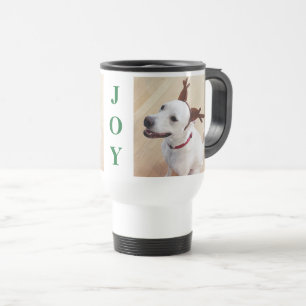 Cute White Reindeer Puppy Dog Green Joy Kerstmis Reisbeker