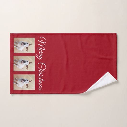 Cute White Reindeer Puppy Dog Kerstrood Bad Handdoek (Handdoek)