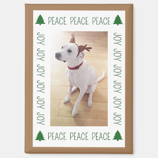 Cute White Reindeer Puppy Dog Peace Joy Brown Magneet