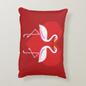 Cute White roze flamingos met rood hart Accent Kussen (Achterkant (Verticaal))
