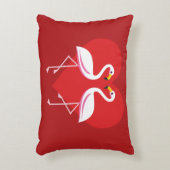 Cute White roze flamingos met rood hart Accent Kussen (Voorkant(Verticaal))