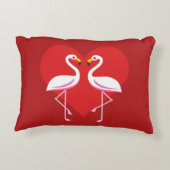 Cute White roze flamingos met rood hart Accent Kussen (Achterkant)