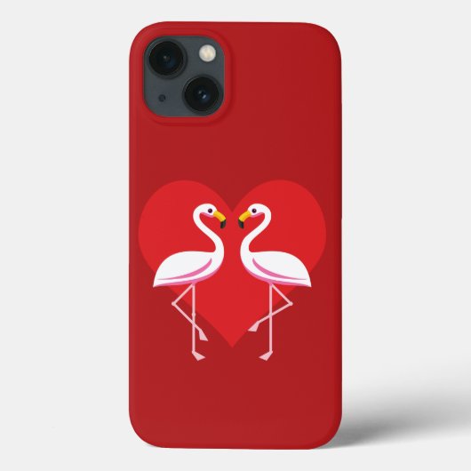 Cute White roze flamingos met rood hart Case-Mate iPhone Case (Achterkant)