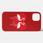 Cute White roze flamingos met rood hart Case-Mate iPhone Case (Achterkant (horizontaal))