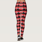 Cute White roze flamingos met rood hart Leggings (Achterkant)