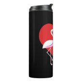 Cute White roze flamingos met rood hart Thermosbeker (Gedraaid links)