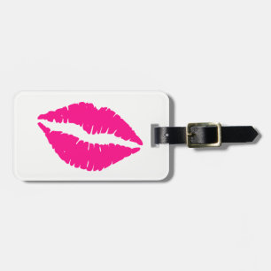 Cute white roze kissenpatroon stropdas bagagelabel