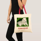 Cute White Samoyed Puppy Dog Canvas Canvas tas (Voorkant (product))