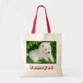 Cute White Samoyed Puppy Dog Canvas Canvas tas (Voorkant)
