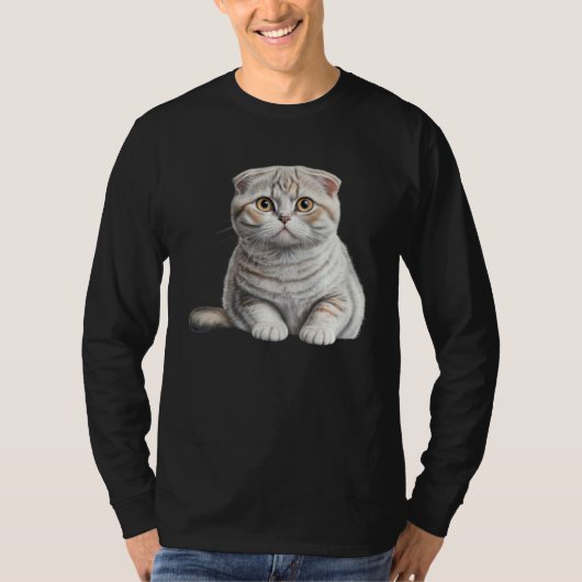 Cute White Scottish Fold Cat Cat T-shirt (Voorkant)