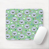 Cute White Sheep Green Pattern Muismat (Met muis)