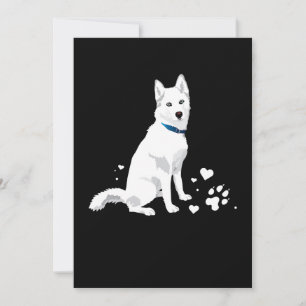 Cute White Siberian Husky - Sweet White Snow Dog Feestdagenkaart