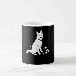 Cute White Siberian Husky - Sweet White Snow Dog Koffiemok
