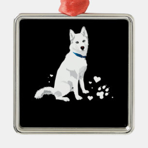 Cute White Siberian Husky - Sweet White Snow Dog Metalen Ornament