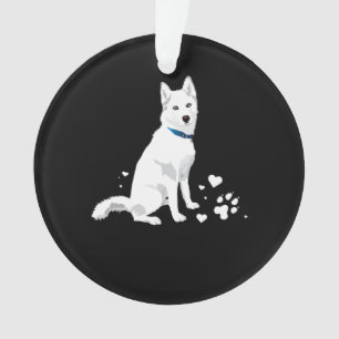 Cute White Siberian Husky - Sweet White Snow Dog Ornament