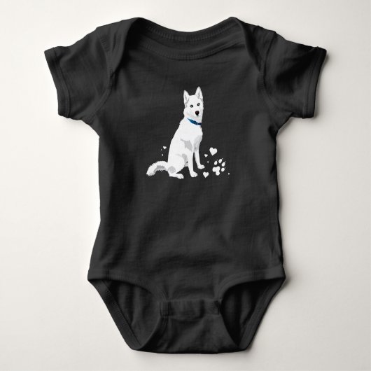 Cute White Siberian Husky - Sweet White Snow Dog Romper (Voorkant)