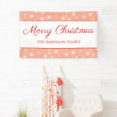 Cute White Snowflake Blush Pink Merry Christmas Spandoek (Insitu)