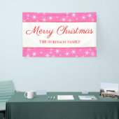 Cute White Snowflake roze kerst Spandoek (Beurs)