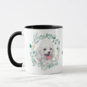 Cute White Toy Poodle Wreath Coffee Mug (Gauche)